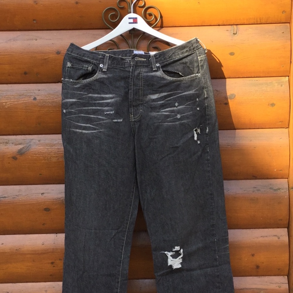 👖Calvin Klein Distress Vintage Black Hole Jeans 33 - Picture 2 of 16